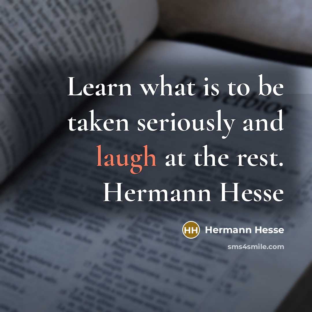 “Learn what is to be taken seriously and laugh at…” quote by Hermann Hesse