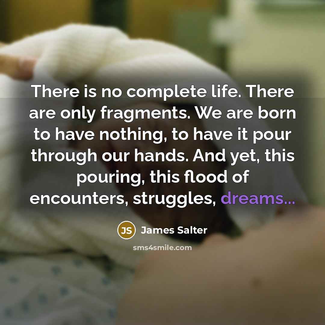 “There is no complete life. There are only fragments. We…” quote by James Salter