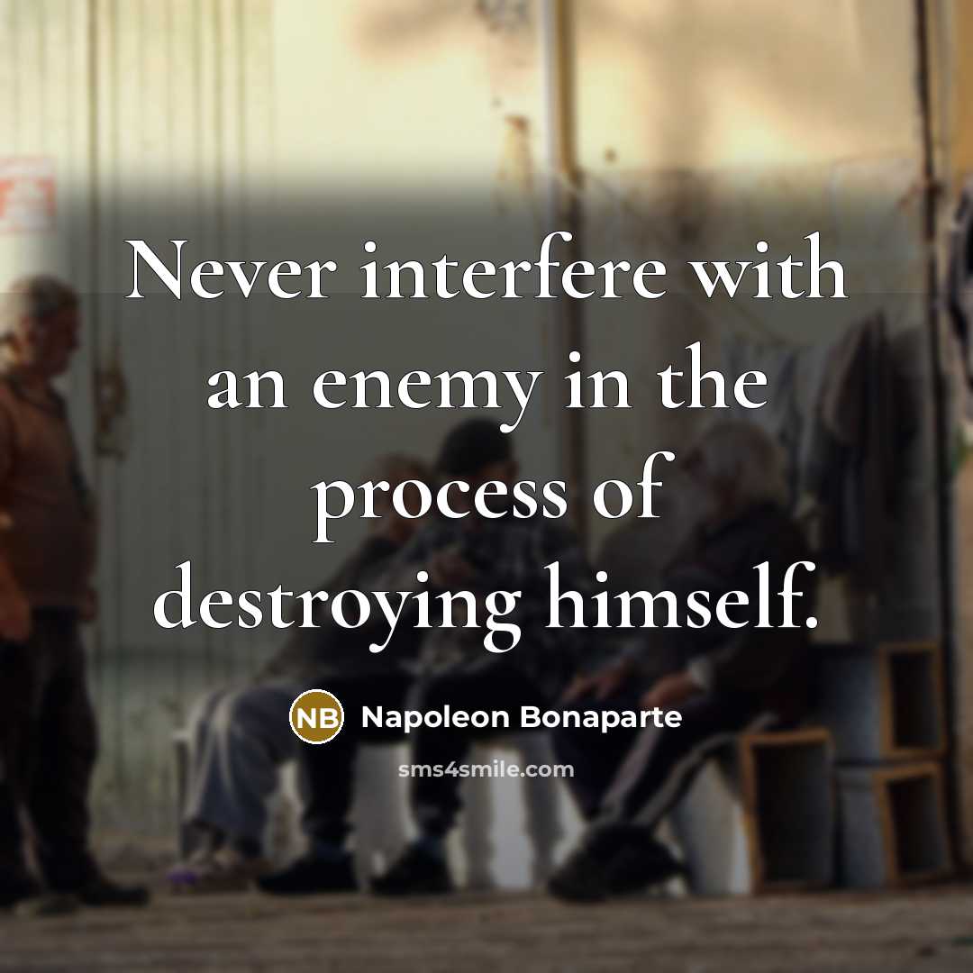 “Never interfere with an enemy in the process of destroying…” quote by Napoleon Bonaparte