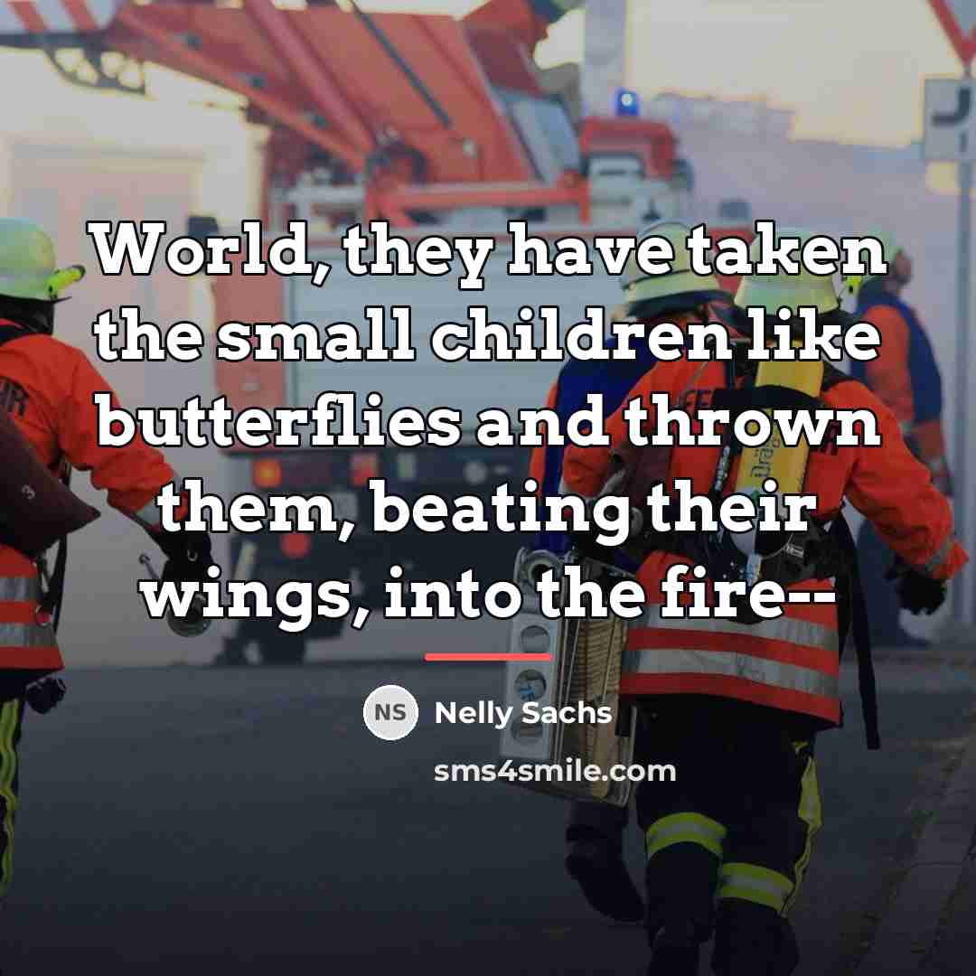 “World, they have taken the small children like butterflies and…” quote by Nelly Sachs