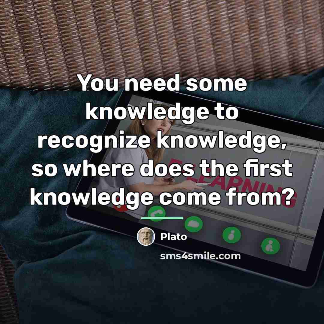 “You need some knowledge to recognize knowledge, so where does…” quote by Plato