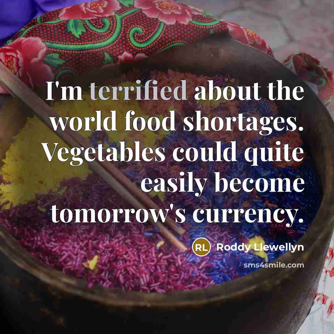 “I'm terrified about the world food shortages. Vegetables could quite…” quote by Roddy Llewellyn