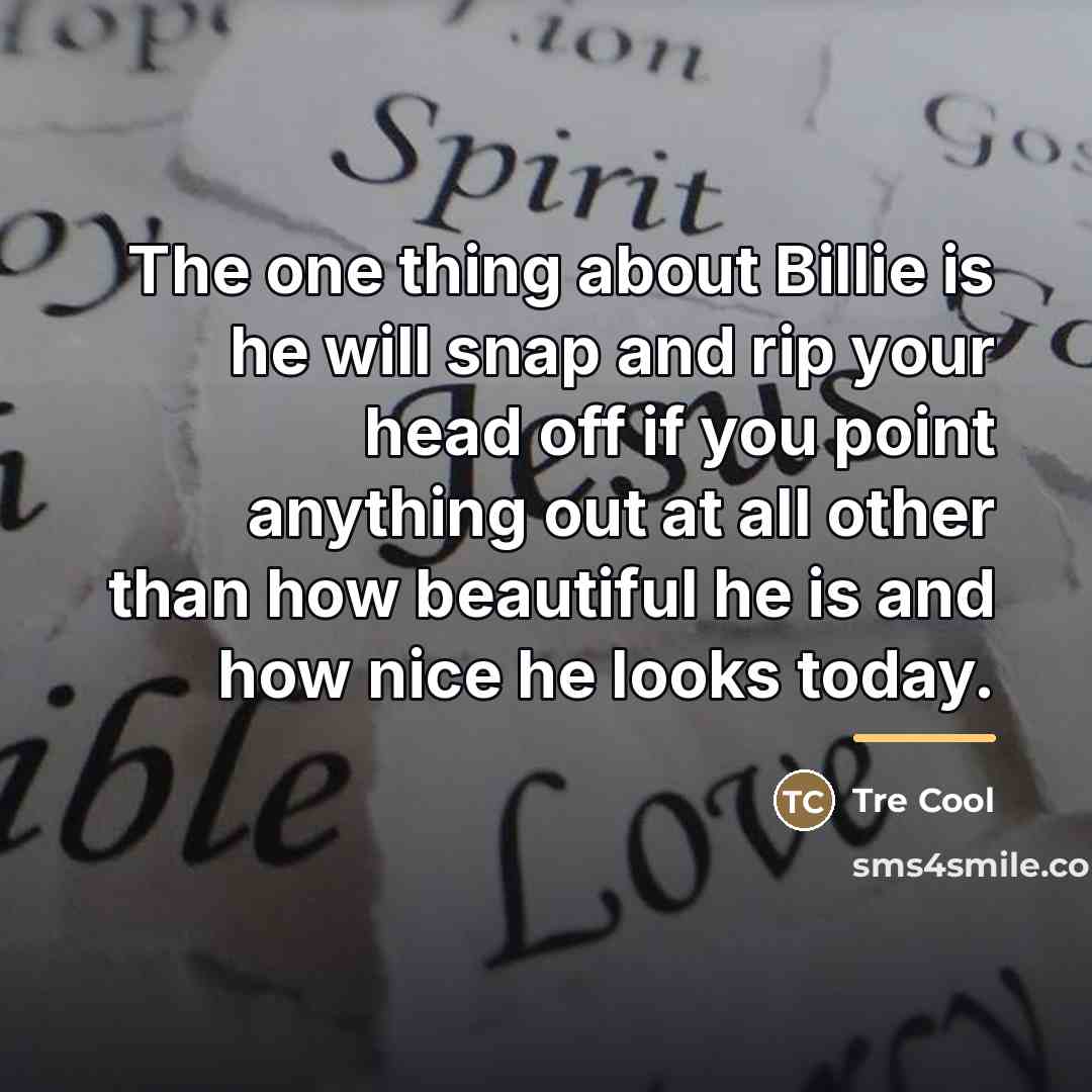 “The one thing about Billie is he will snap and…” quote by Tre Cool