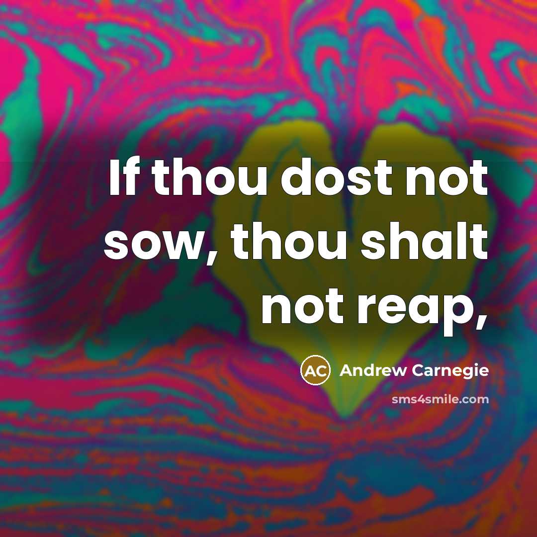 “If thou dost not sow, thou shalt not reap,…” quote by Andrew Carnegie
