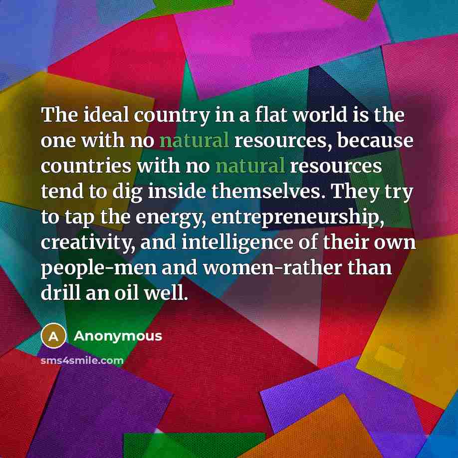 “The ideal country in a flat world is the one…” quote by Anonymous