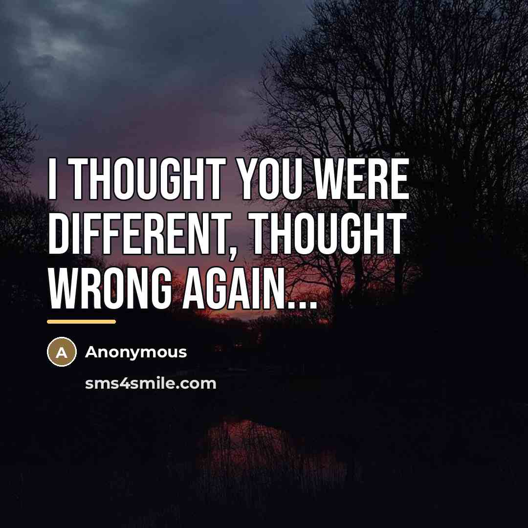 “I thought you were different, thought wrong again...…” quote by Anonymous