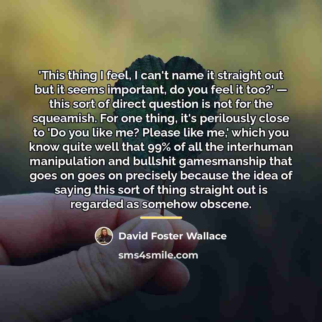 “'This thing I feel, I can't name it straight out…” quote by David Foster Wallace