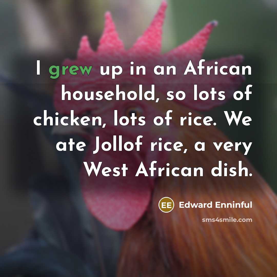 “I grew up in an African household, so lots of…” quote by Edward Enninful