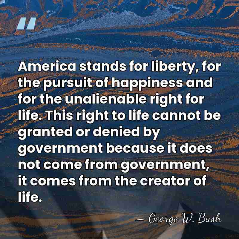 America stands for liberty, for the pursuit of happiness and for the&hellip; - George W. Bush