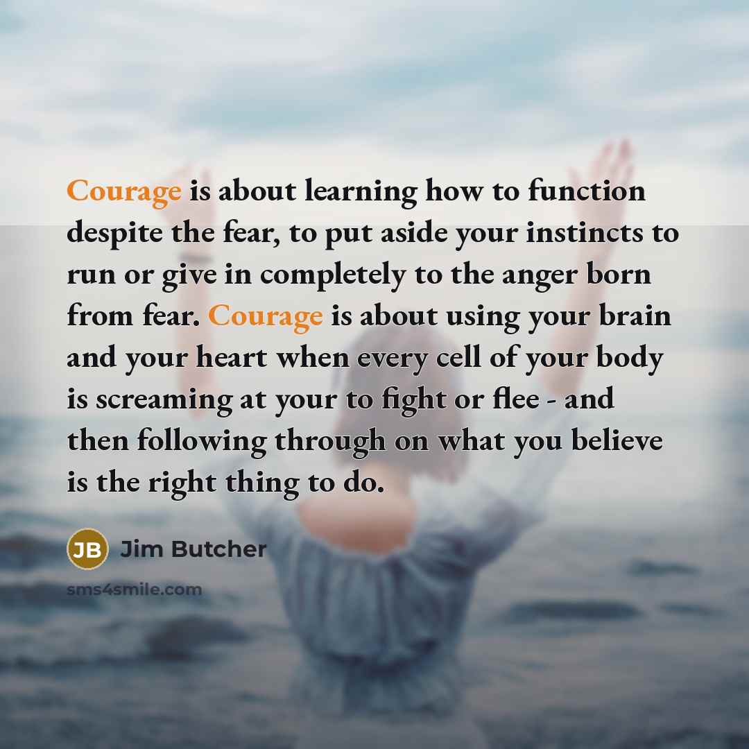 “Courage is about learning how to function despite the fear,…” quote by Jim Butcher