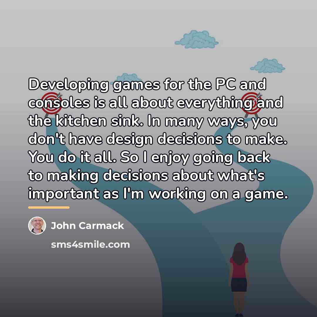 “Developing games for the PC and consoles is all about…” quote by John Carmack
