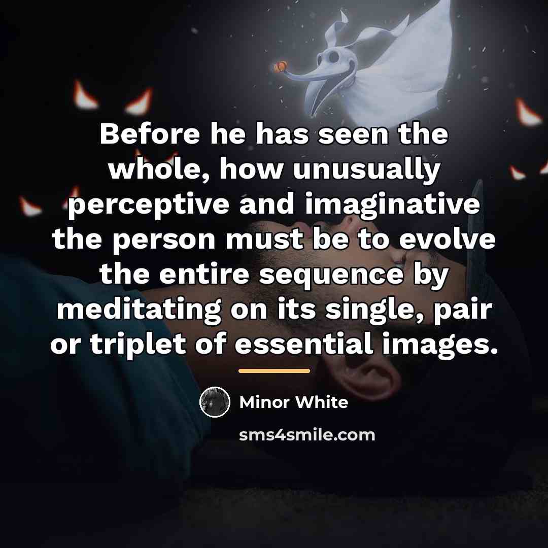 “Before he has seen the whole, how unusually perceptive and…” quote by Minor White