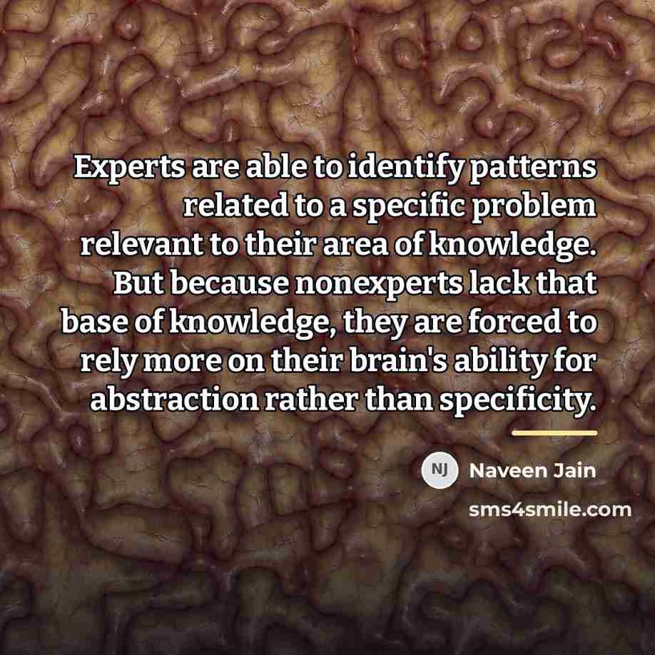 “Experts are able to identify patterns related to a specific…” quote by Naveen Jain