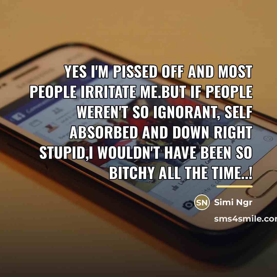 “Yes I'm pissed off and most people irritate me.But if…” quote by Simi Ngr