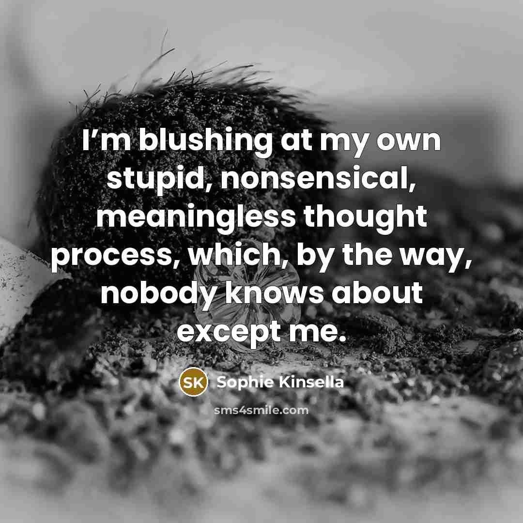 “I’m blushing at my own stupid, nonsensical, meaningless thought process,…” quote by Sophie Kinsella