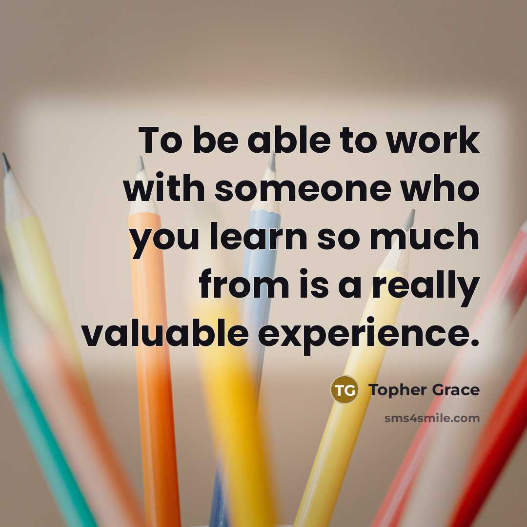 “To be able to work with someone who you learn…” quote by Topher Grace