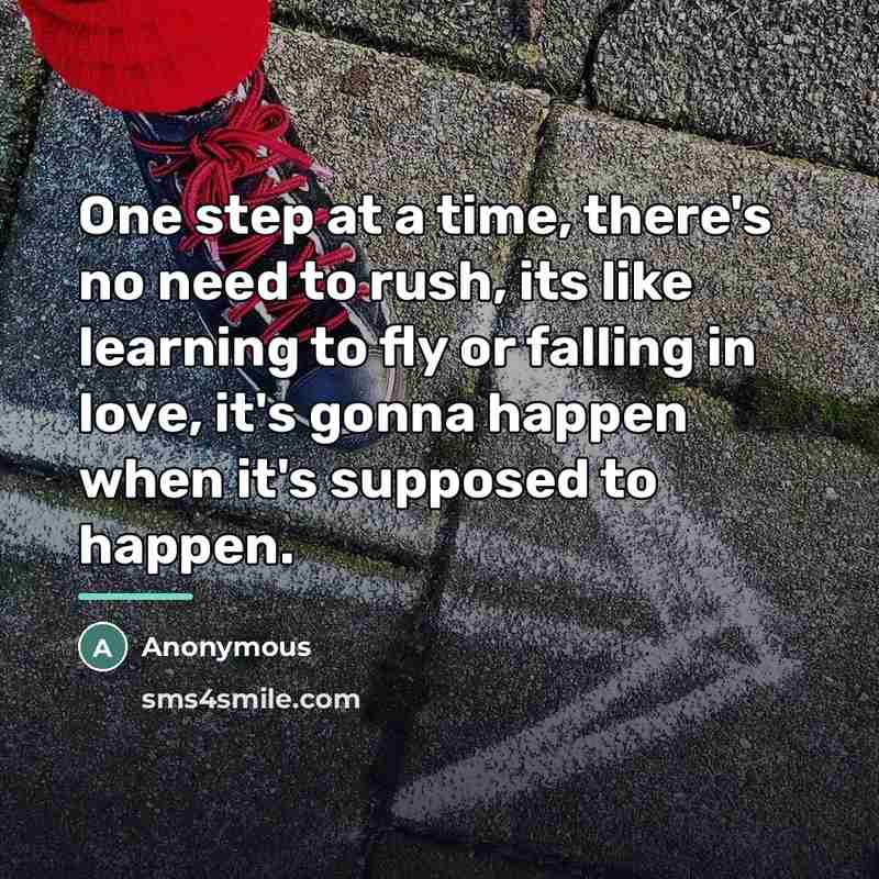 “One step at a time, there's no need to rush,…” quote by Anonymous