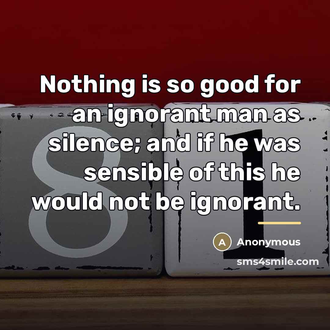 “Nothing is so good for an ignorant man as silence;…” quote by Anonymous