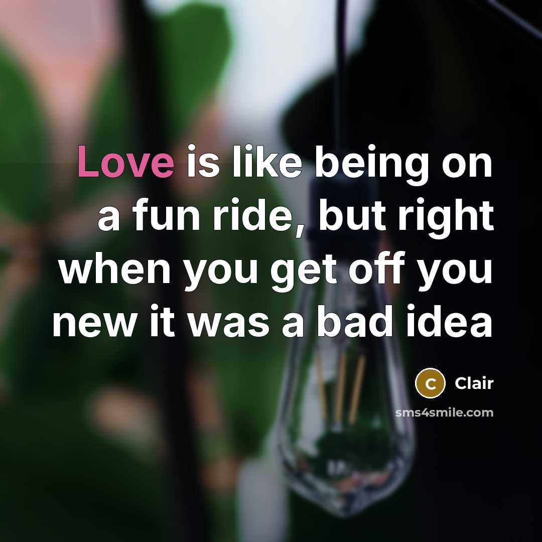“Love is like being on a fun ride, but right…” quote by Clair