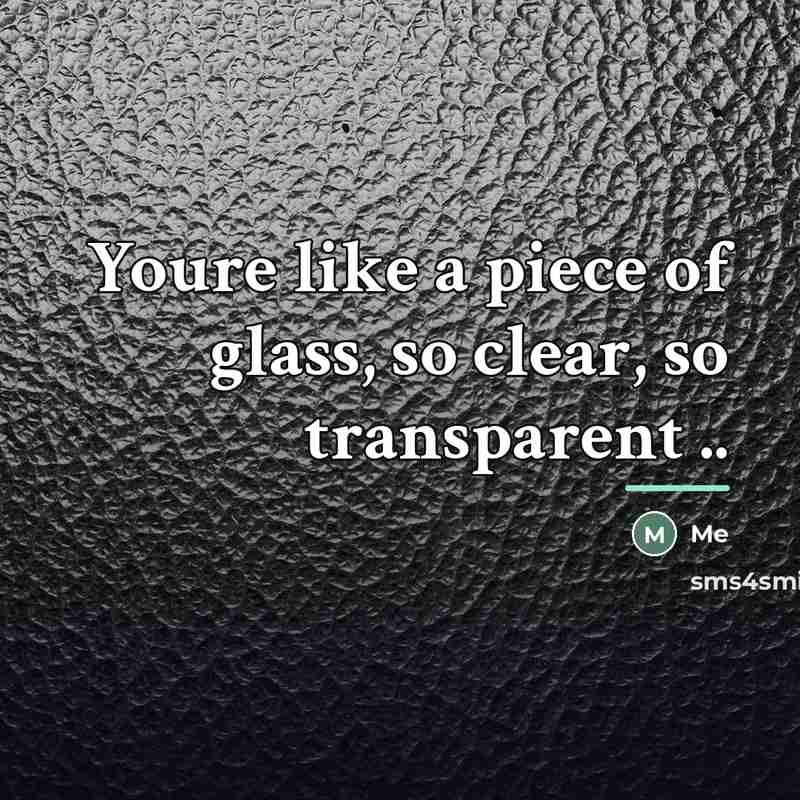 “Youre like a piece of glass, so clear, so transparent…” quote by Me