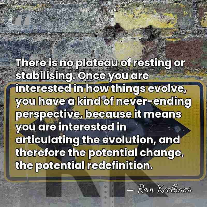 There is no plateau of resting or stabilising. Once you are interested&hellip; - Rem Koolhaas