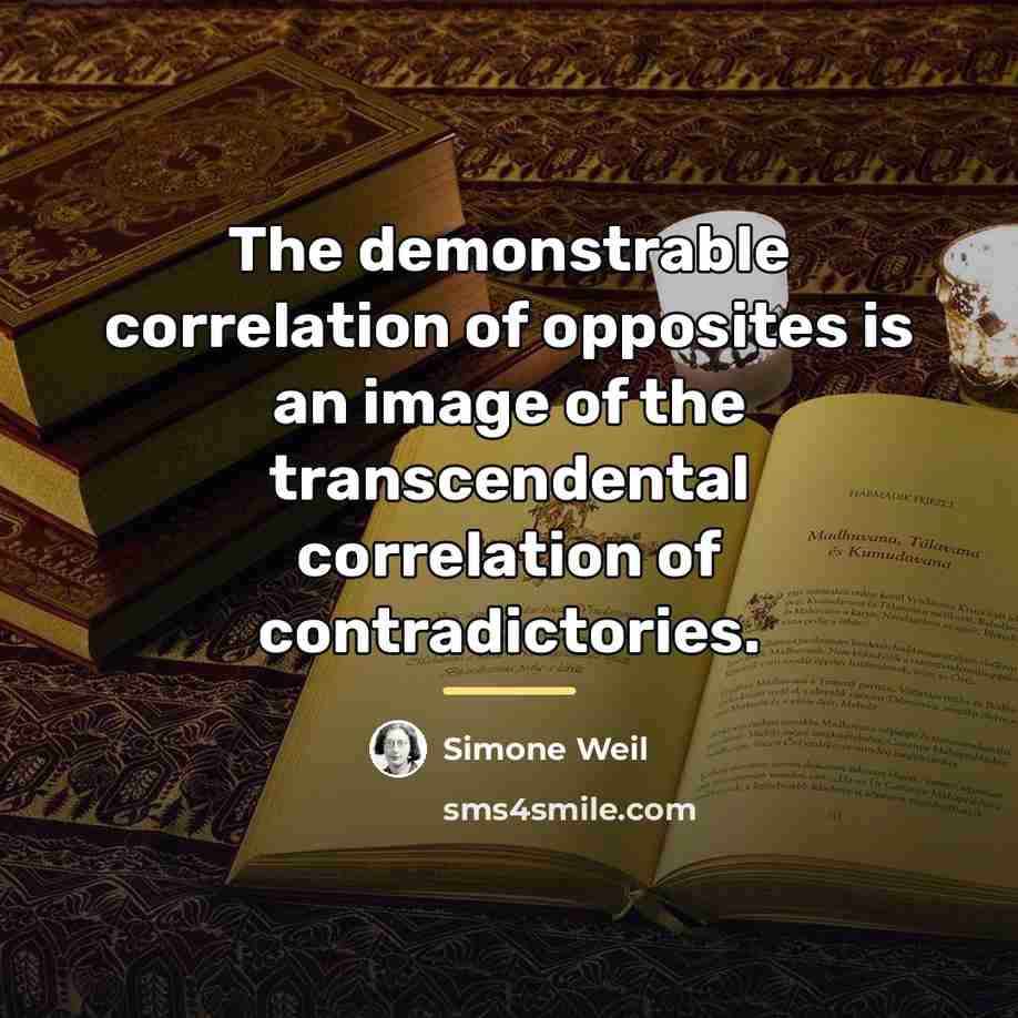 “The demonstrable correlation of opposites is an image of the…” quote by Simone Weil