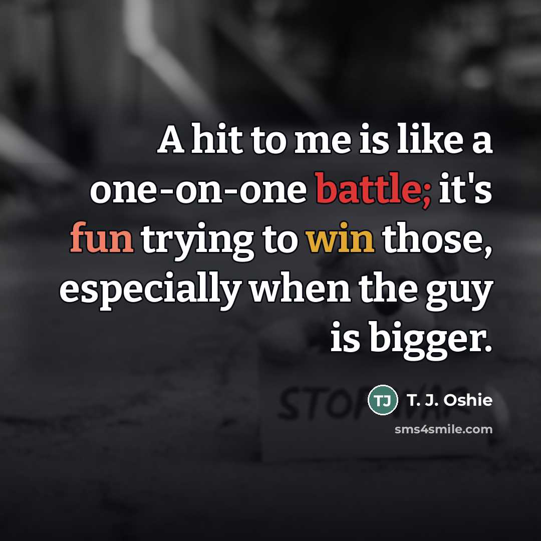 “A hit to me is like a one-on-one battle; it's…” quote by T. J. Oshie