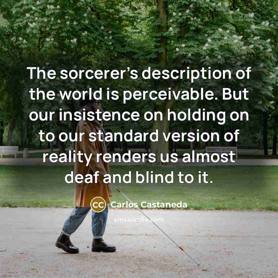 “The sorcerer's description of the world is perceivable. But our…” quote by Carlos Castaneda