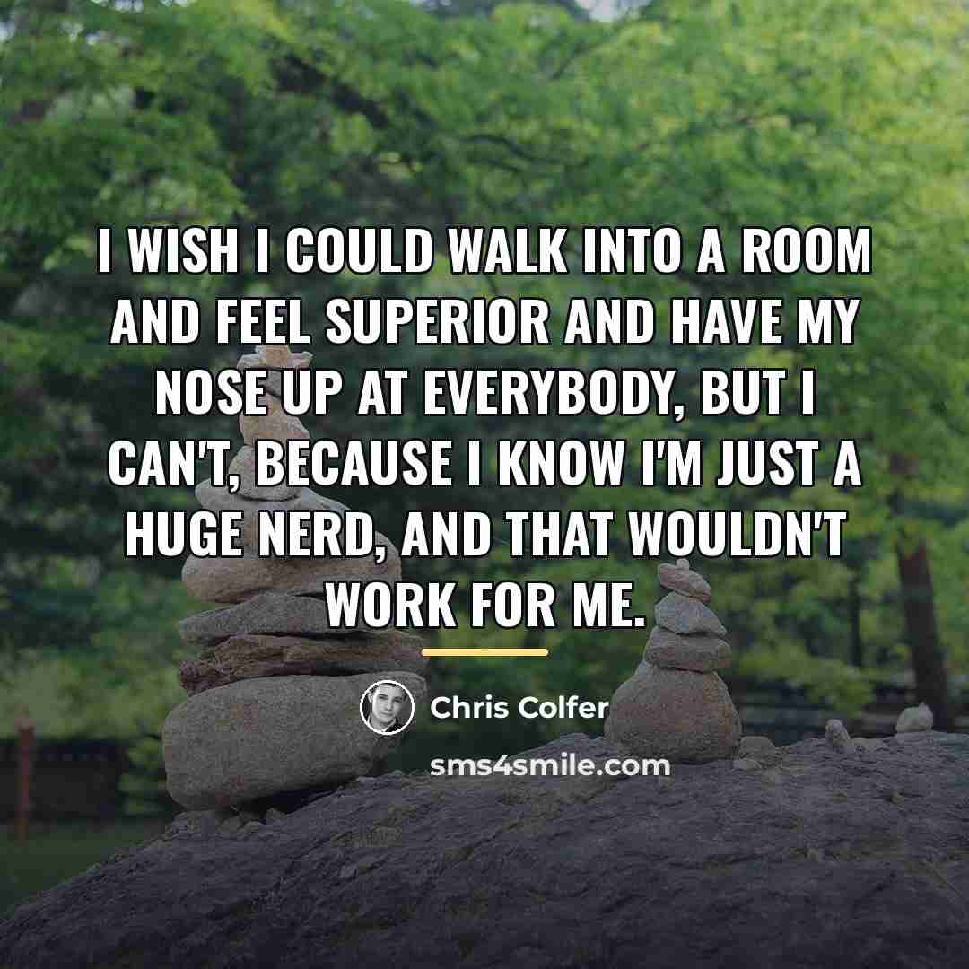 “I wish I could walk into a room and feel…” quote by Chris Colfer