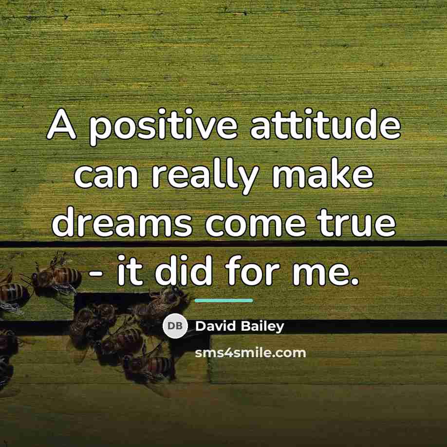 “A positive attitude can really make dreams come true -…” quote by David Bailey