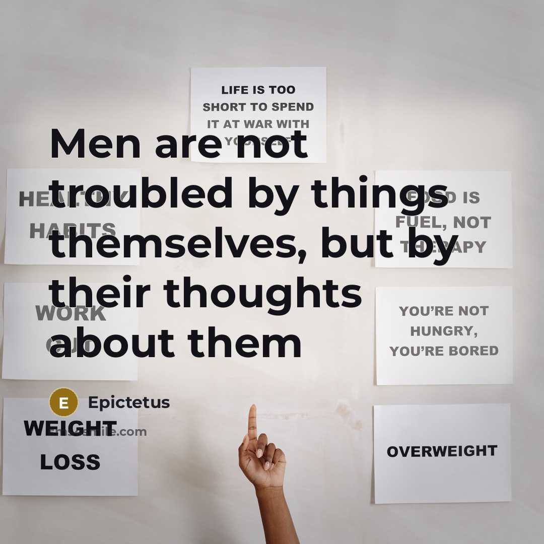 “Men are not troubled by things themselves, but by their…” quote by Epictetus
