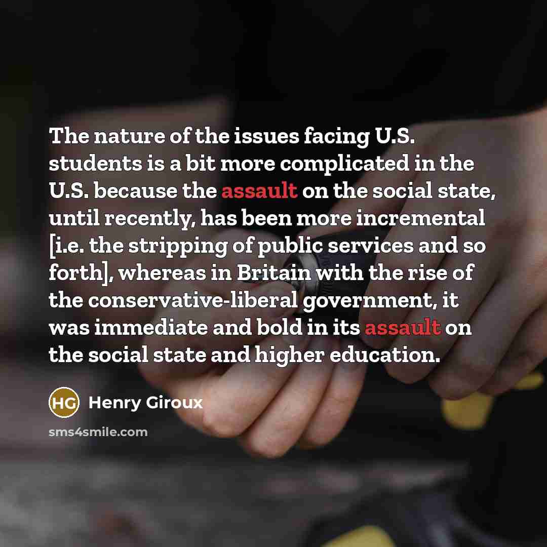 “The nature of the issues facing U.S. students is a…” quote by Henry Giroux