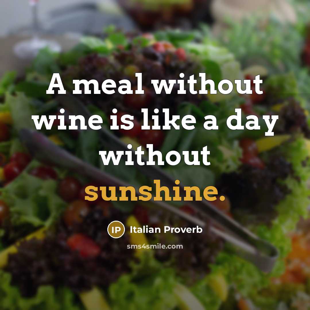 “A meal without wine is like a day without sunshine.…” quote by Italian Proverb