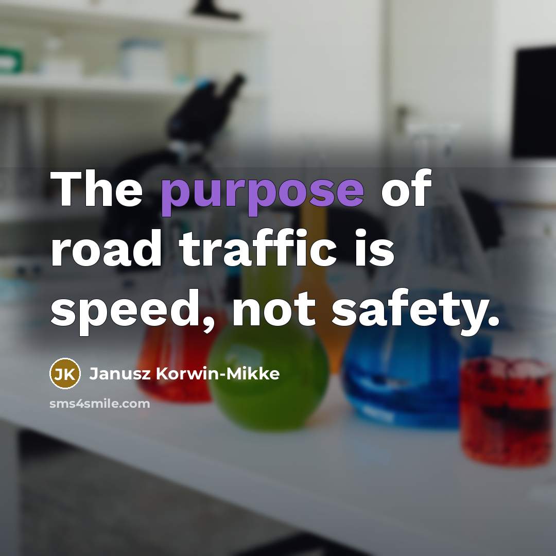 “The purpose of road traffic is speed, not safety.…” quote by Janusz Korwin-Mikke