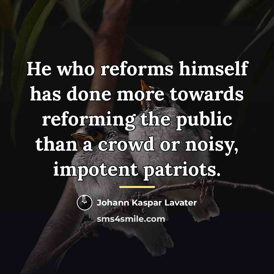“He who reforms himself has done more towards reforming the…” quote by Johann Kaspar Lavater