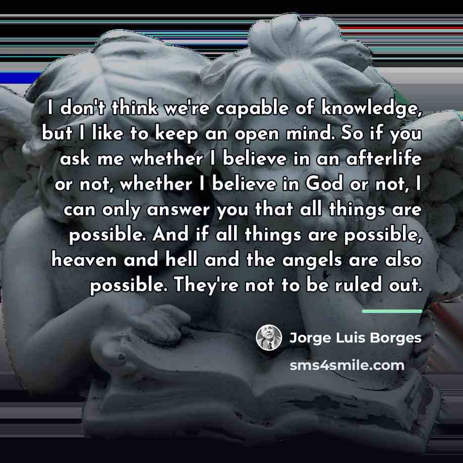 “I don't think we're capable of knowledge, but I like…” quote by Jorge Luis Borges
