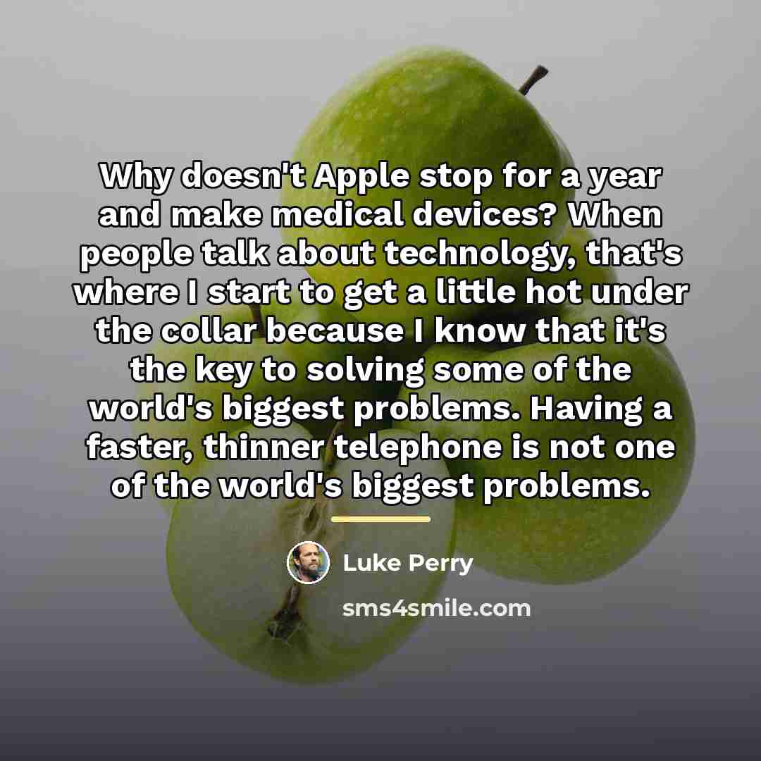 “Why doesn't Apple stop for a year and make medical…” quote by Luke Perry