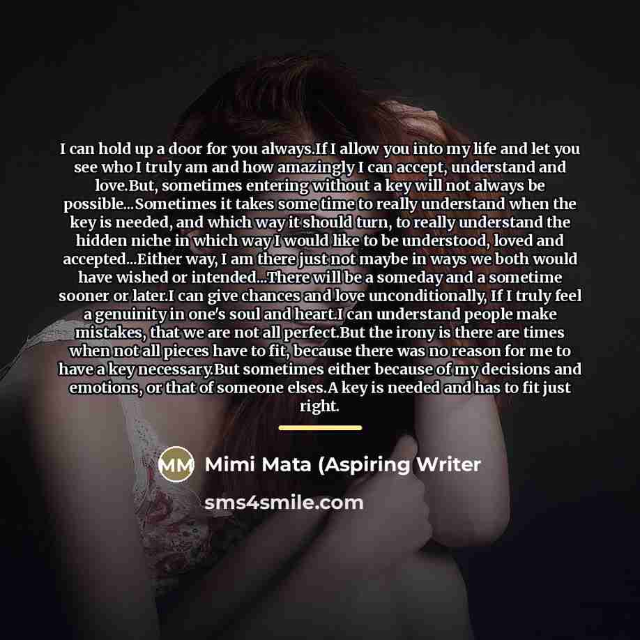 “I can hold up a door for you always.If I…” quote by Mimi Mata (Aspiring Writer