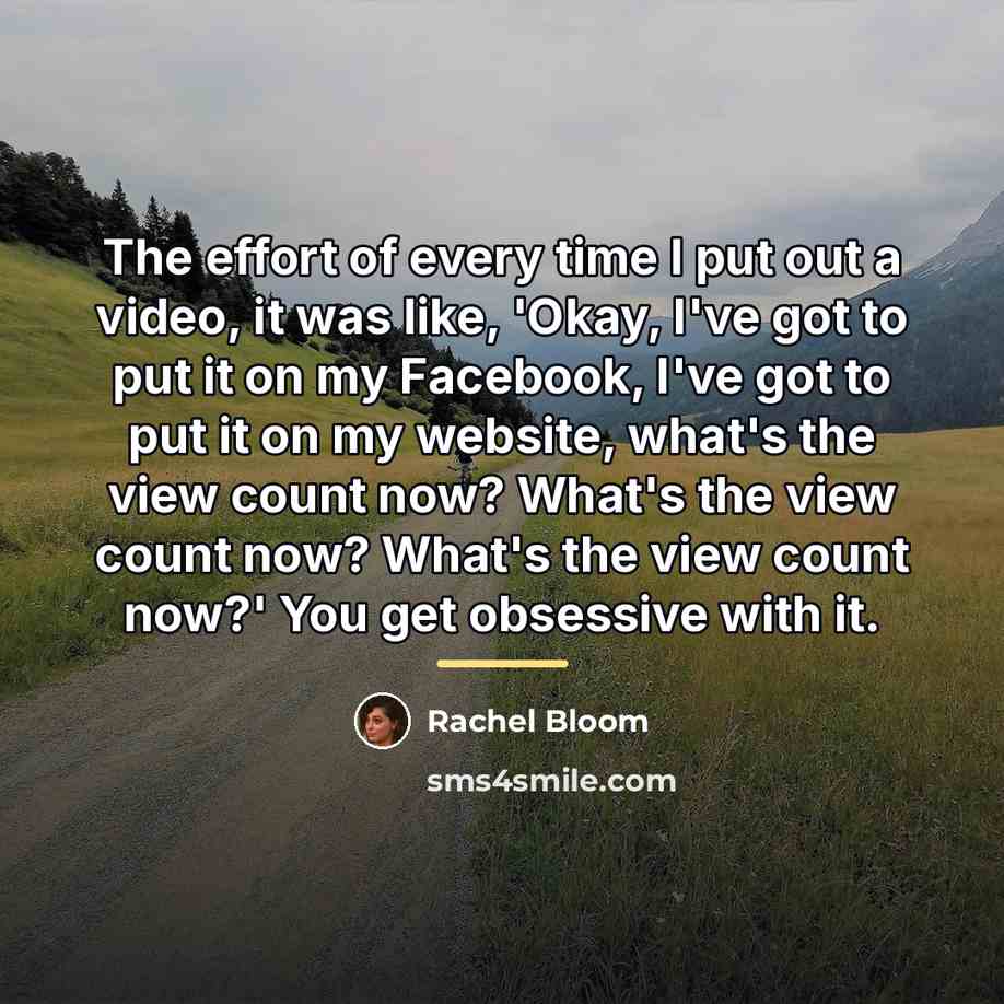 “The effort of every time I put out a video,…” quote by Rachel Bloom