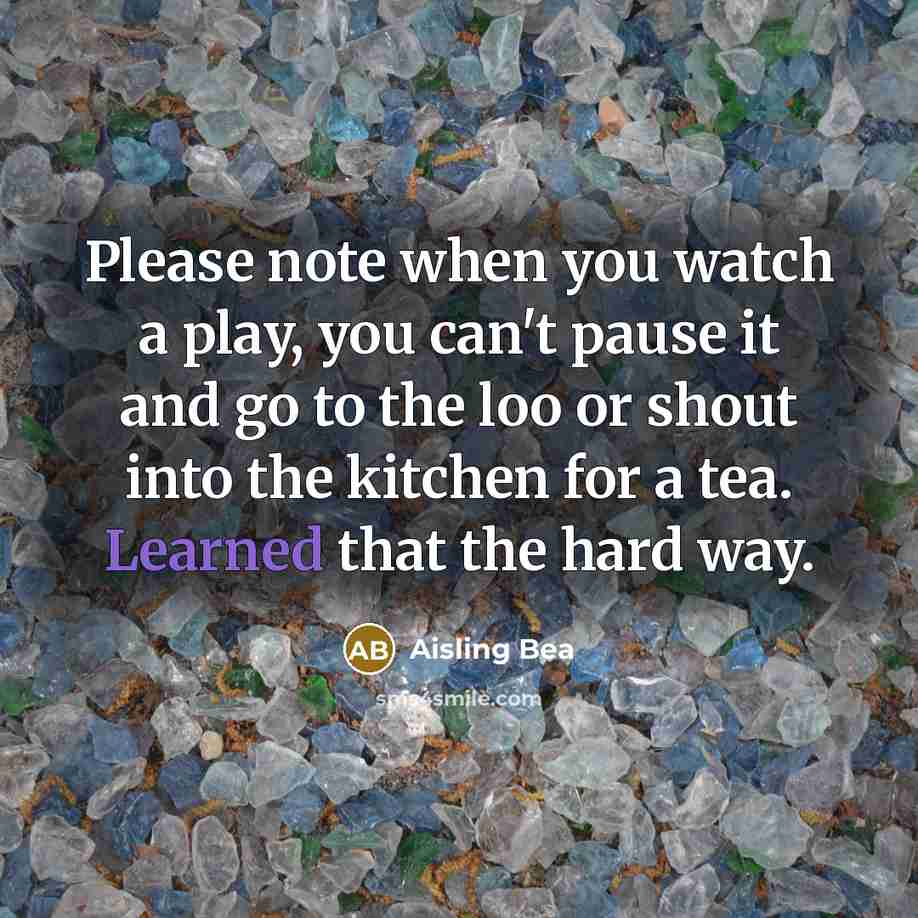 “Please note when you watch a play, you can't pause…” quote by Aisling Bea