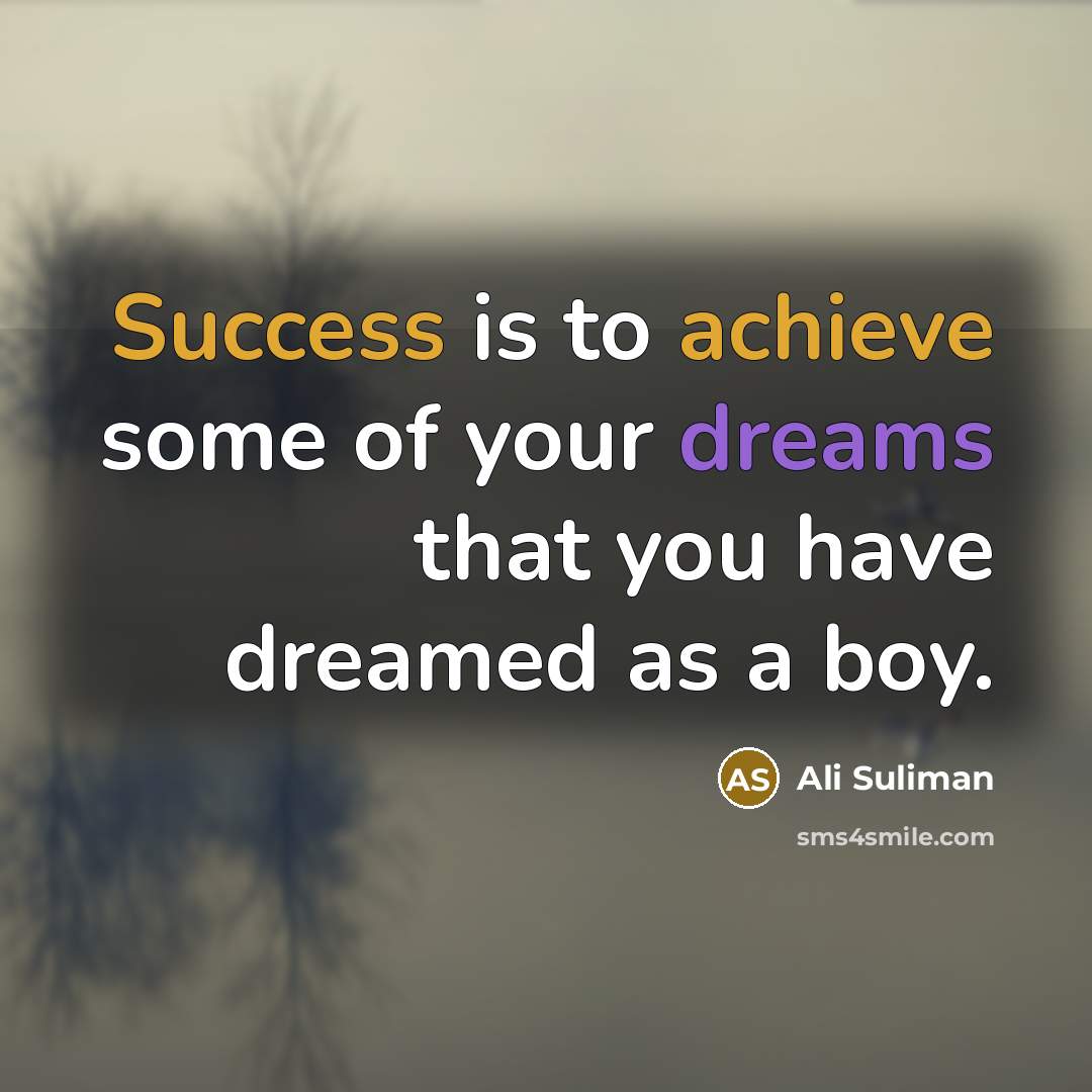 “Success is to achieve some of your dreams that you…” quote by Ali Suliman