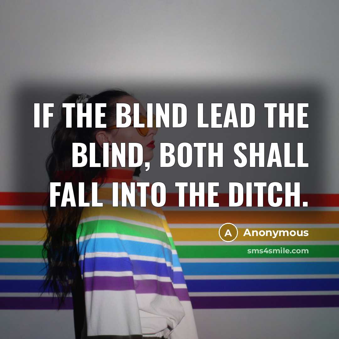 “If the blind lead the blind, both shall fall into the ditch.” quote by Anonymous