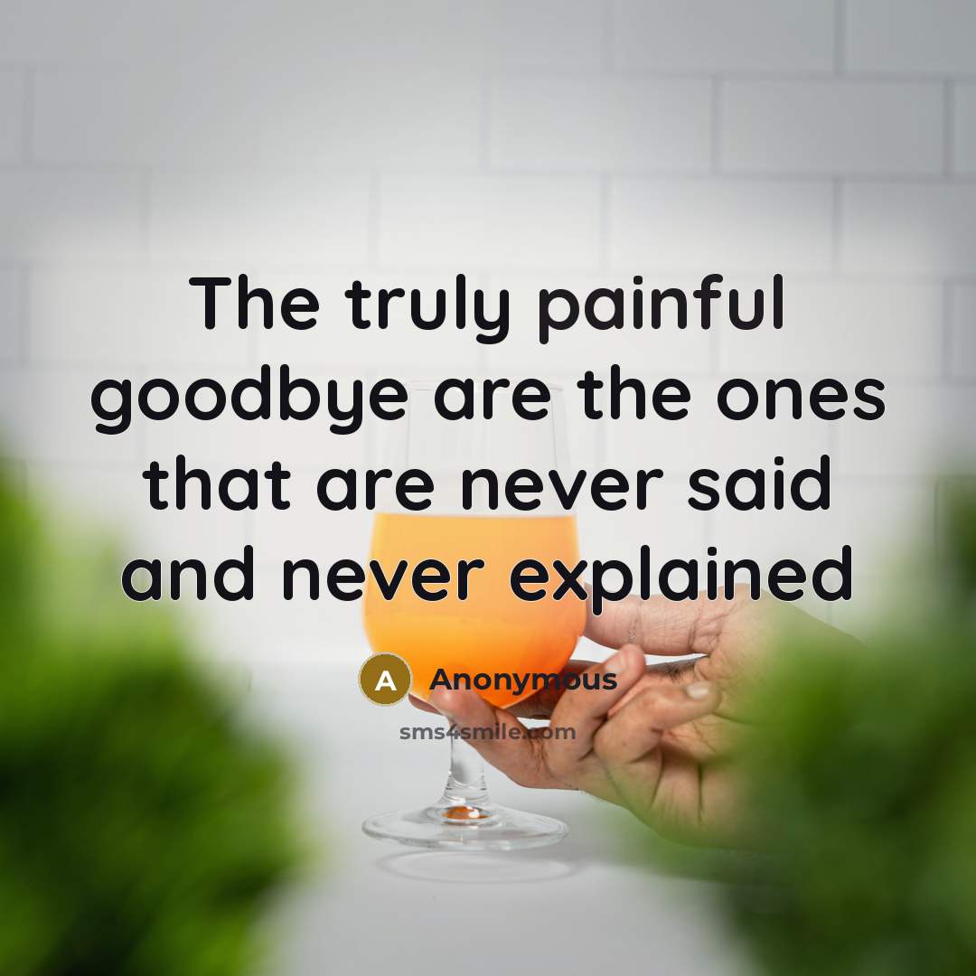 “The truly painful goodbye are the ones that are never…” quote by Anonymous