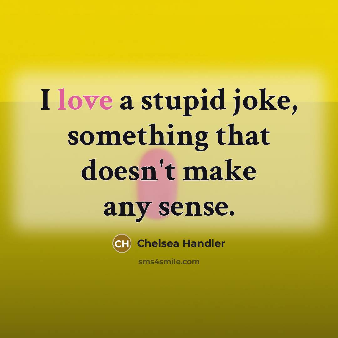 “I love a stupid joke, something that doesn't make any sense.” quote by Chelsea Handler