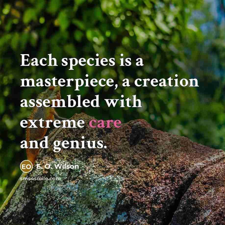 “Each species is a masterpiece, a creation assembled with extreme…” quote by E. O. Wilson