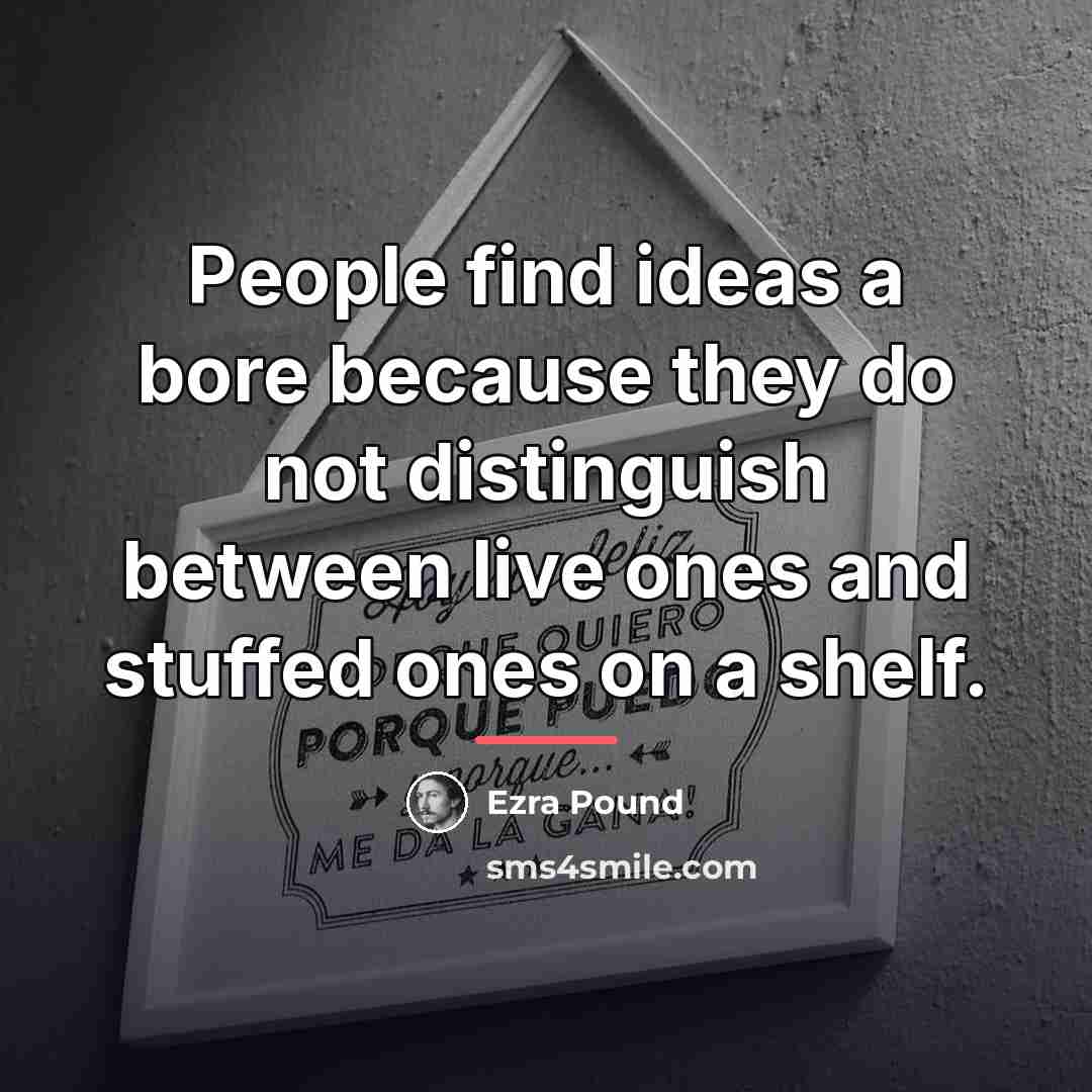 “People find ideas a bore because they do not distinguish…” quote by Ezra Pound