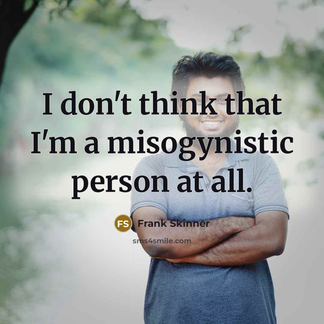 “I don't think that I'm a misogynistic person at all.…” quote by Frank Skinner