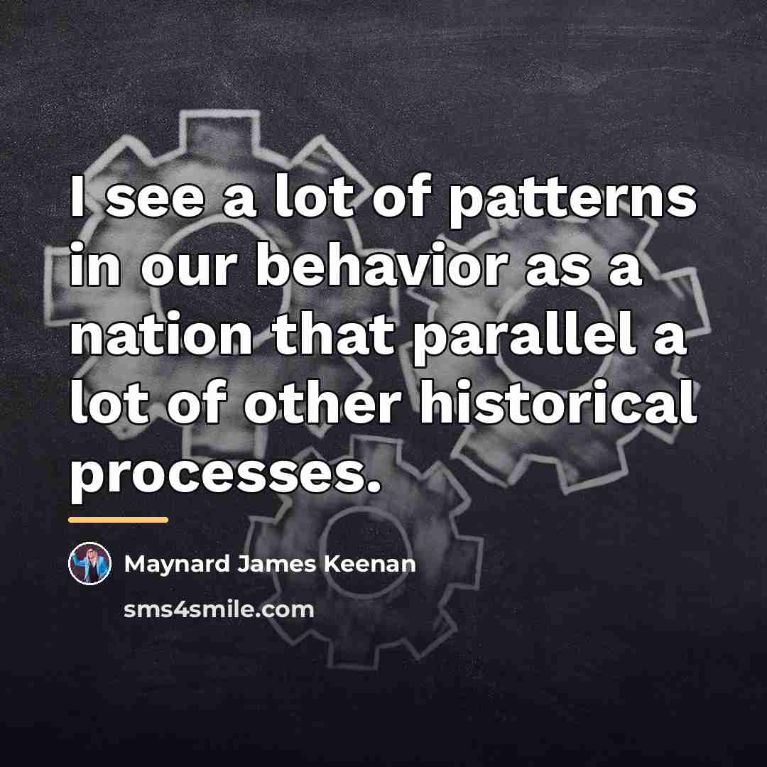 “I see a lot of patterns in our behavior as…” quote by Maynard James Keenan