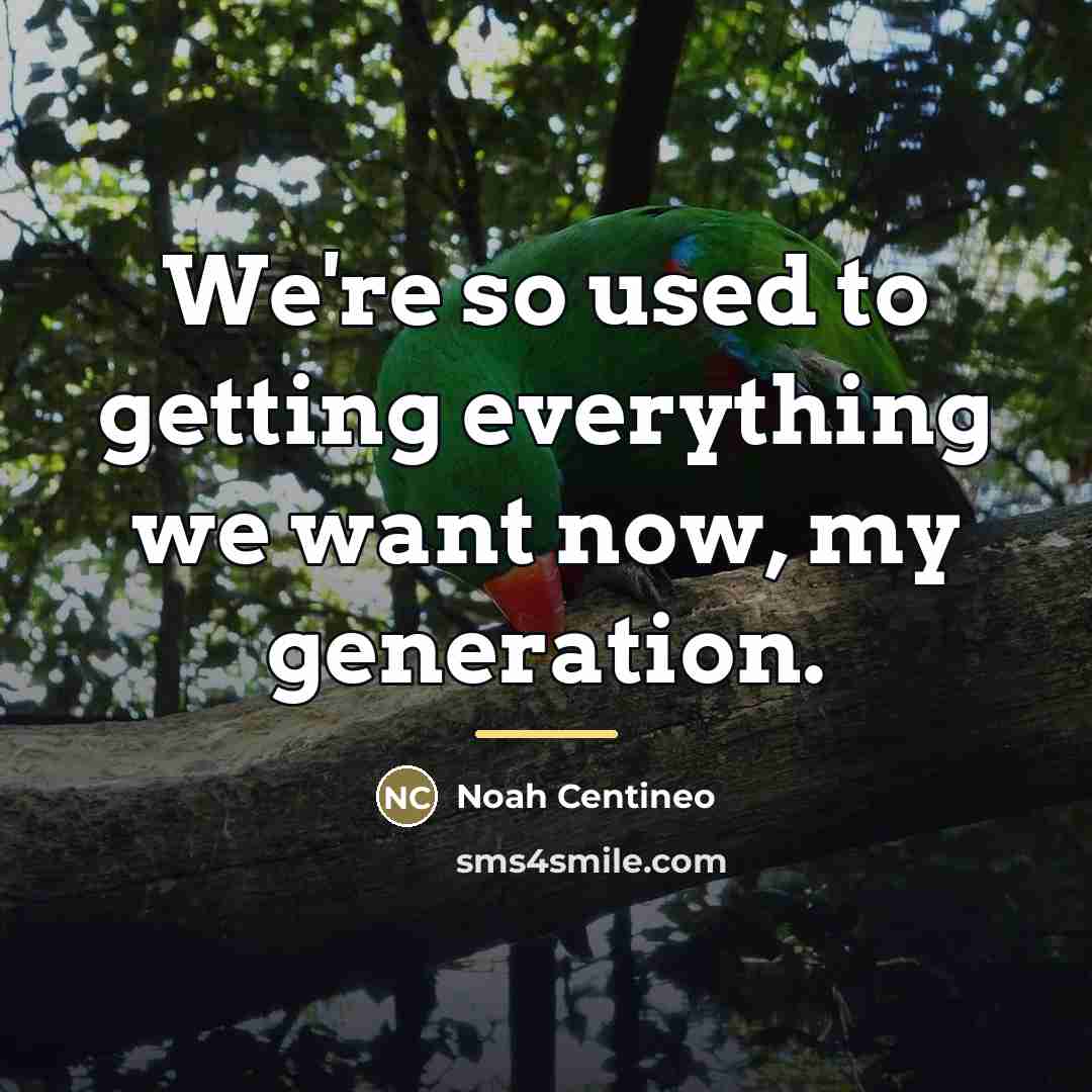 “We're so used to getting everything we want now, my…” quote by Noah Centineo