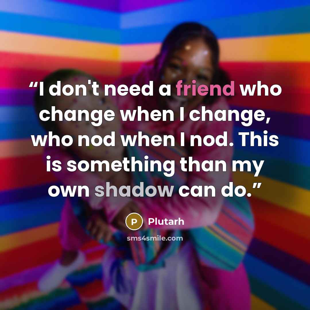 “I don't need a friend who change when I change, who nod when I nod. This is something than my own shadow can do.” quote by Plutarh